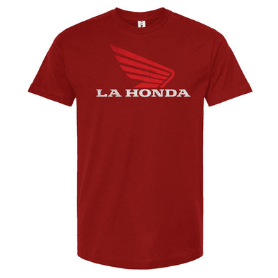 La Honda parody honda motorcycle design on chest of short sleeve Unisex T-Shirt