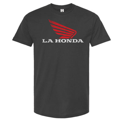 La Honda parody honda motorcycle design on chest of short sleeve Unisex T-Shirt