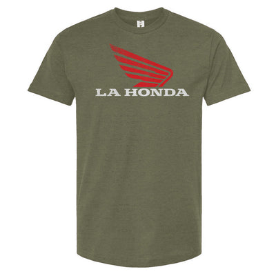 La Honda parody honda motorcycle design on chest of short sleeve Unisex T-Shirt