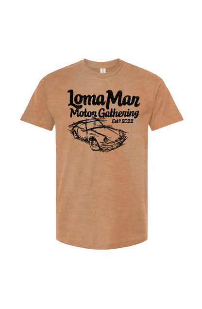 Porsche "Loma Mar Motor Gathering"  art on chest of Tultex Unisex T Shirt