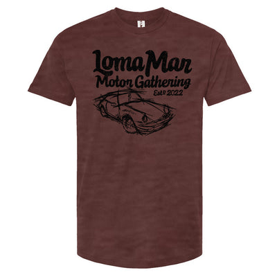Porsche "Loma Mar Motor Gathering"  art on chest of Tultex Unisex T Shirt
