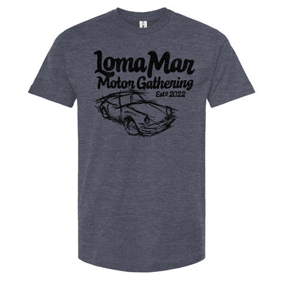 Porsche "Loma Mar Motor Gathering"  art on chest of Tultex Unisex T Shirt