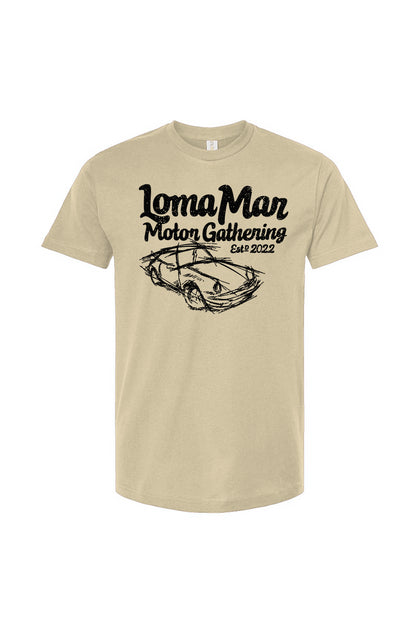 Porsche "Loma Mar Motor Gathering"  art on chest of Tultex Unisex T Shirt