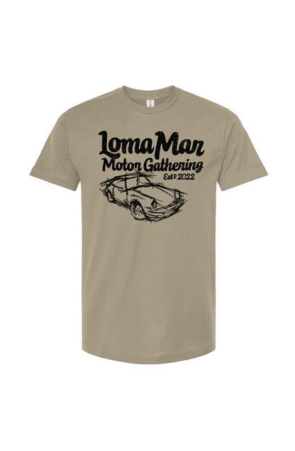 Porsche "Loma Mar Motor Gathering"  art on chest of Tultex Unisex T Shirt