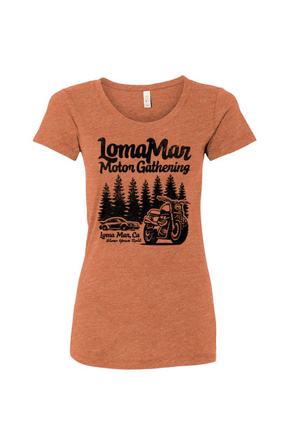 Women's Triblend T-shirt with "Loma Mar Motor Gathering" design on chest