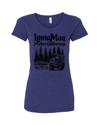 Women's Triblend T-shirt with "Loma Mar Motor Gathering" design on chest
