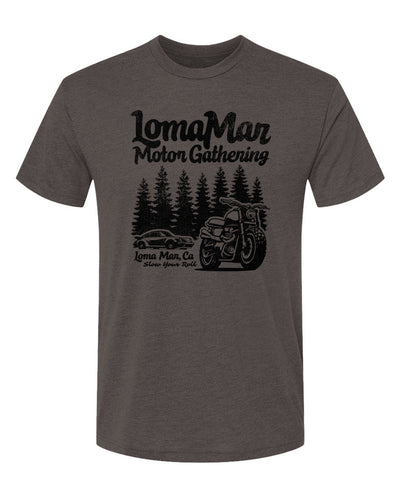 Unisex Triblend short sleeve t-shirt with "Loma Mar Motor Gathering" design on chest
