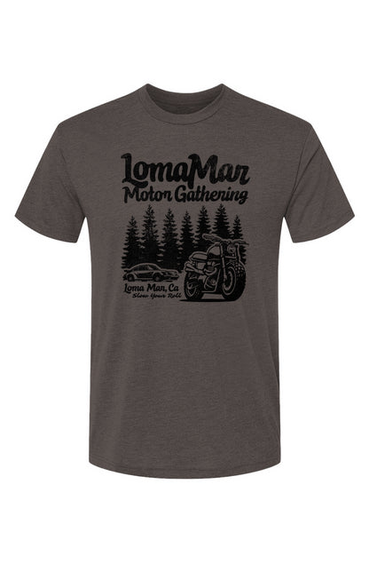 Unisex Triblend short sleeve t-shirt with "Loma Mar Motor Gathering" design on chest