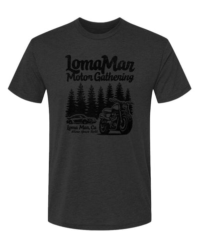 Unisex Triblend short sleeve t-shirt with "Loma Mar Motor Gathering" design on chest