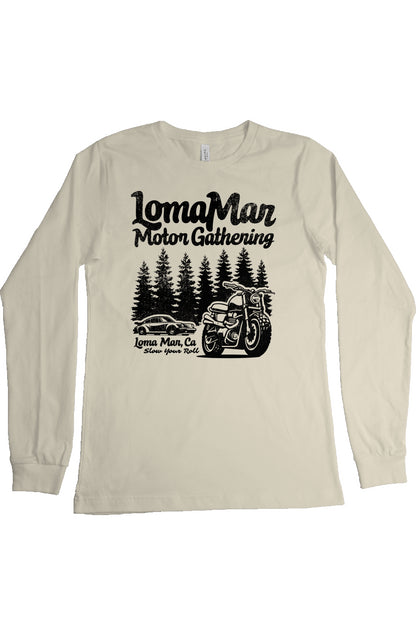 "loma mar motor gathering" long sleeve t-shirt with black print