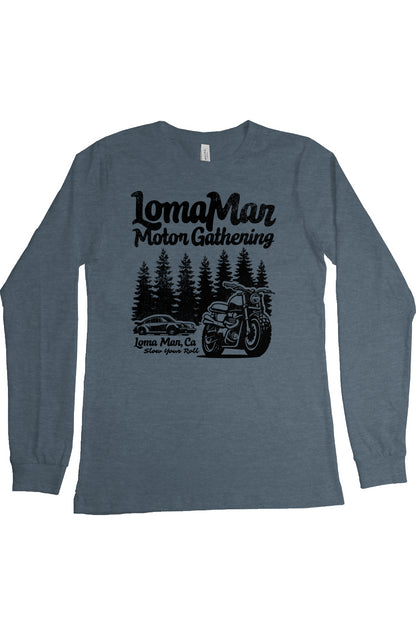 "loma mar motor gathering" long sleeve t-shirt with black print