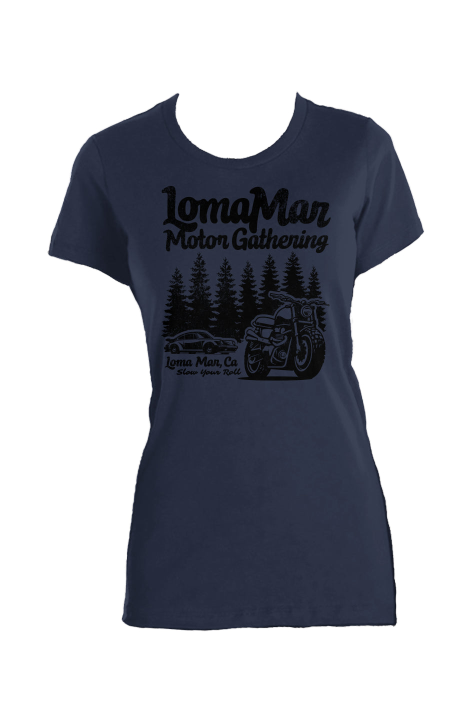 Women's "loma mar motor gathering" USA made short sleeve t-shirt