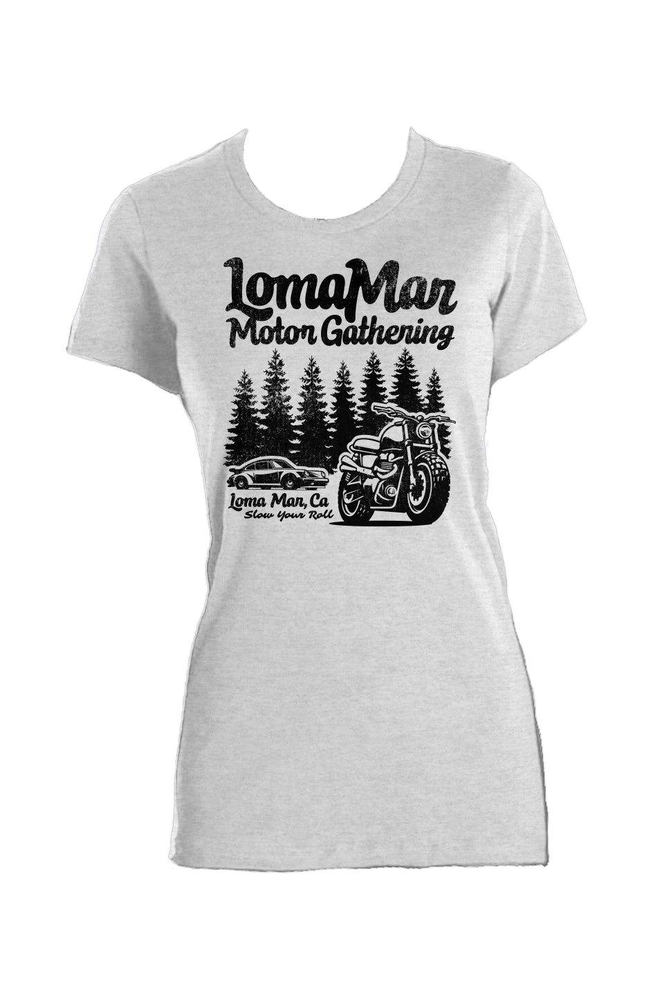 Women's "loma mar motor gathering" USA made short sleeve t-shirt