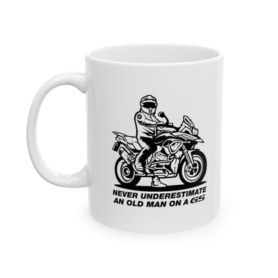 never underestimate an old man on a gs coffee mug