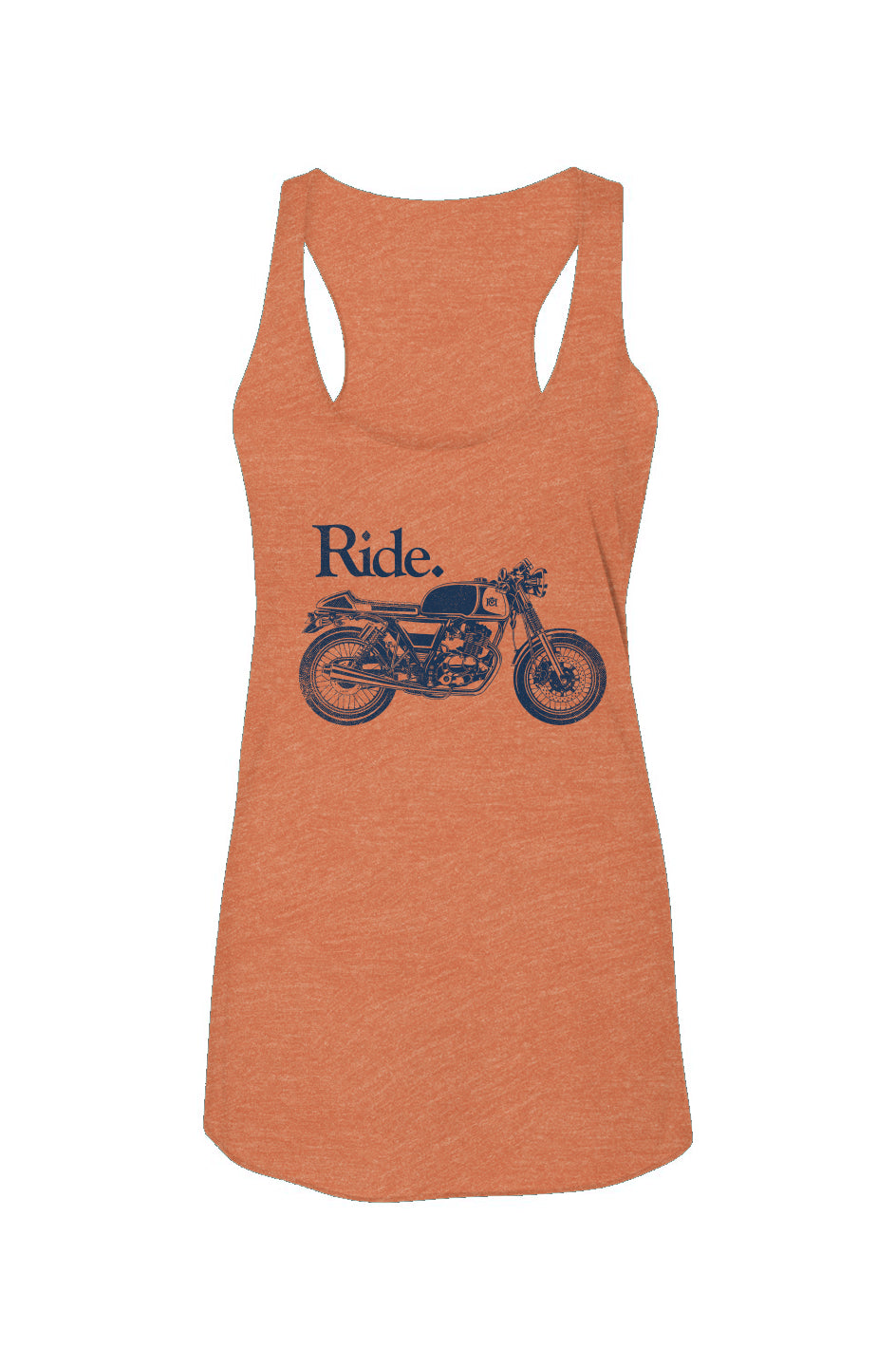 Women's "Ride" cafe racer racerback tank top