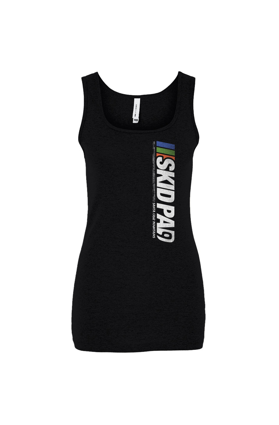 Women's Micro Rib Tank with Hwy 9 SKID PAD design printed vertically on front