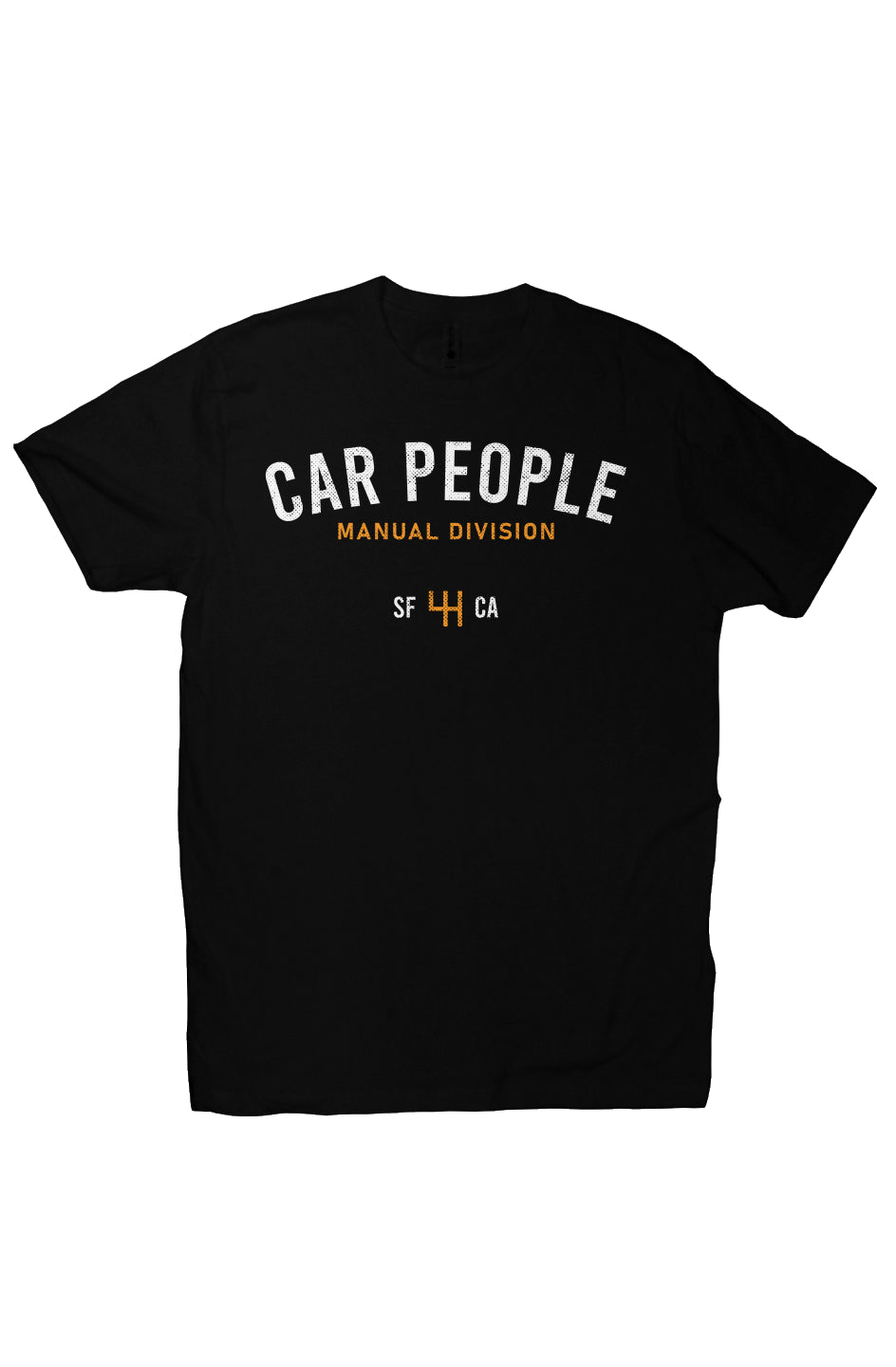 Short sleeve t-shirt with "CAR PEOPLE" manual division SF design on chest 