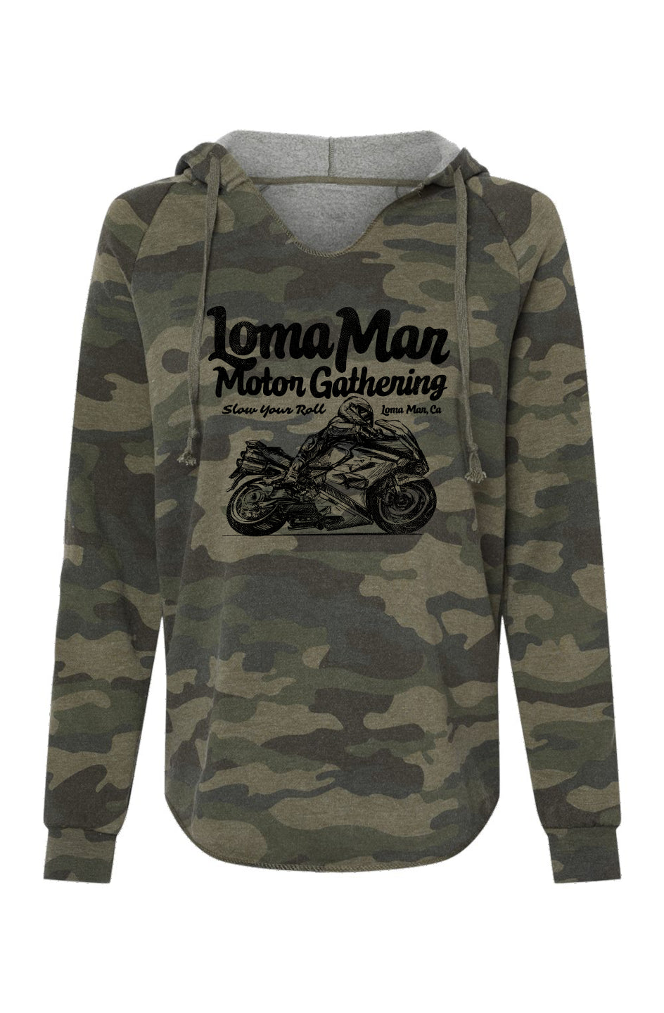 LMMG Moto Sketch Womens Lightweight Camo Hoodie