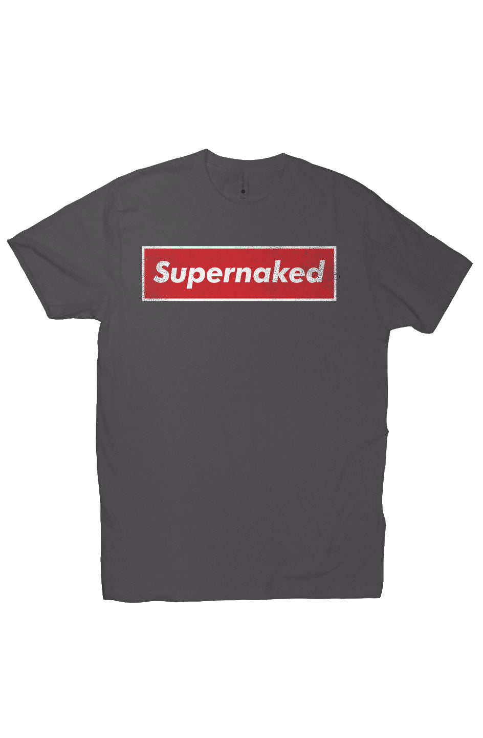 Short sleeve t-shirt with Supernaked parody design on chest by Crown Moto