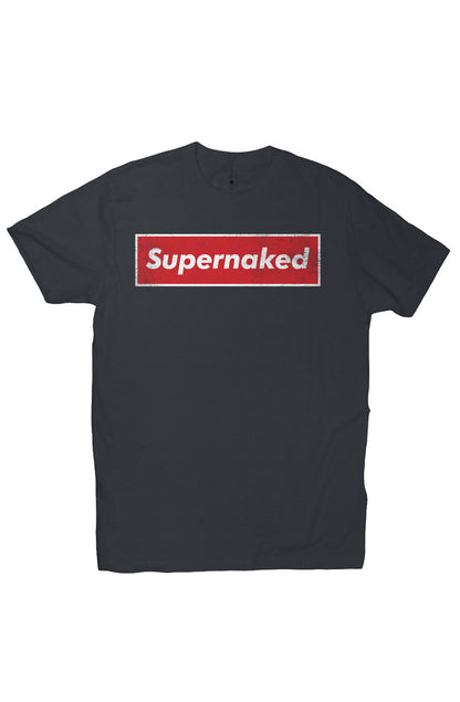 Short sleeve t-shirt with Supernaked parody design on chest by Crown Moto