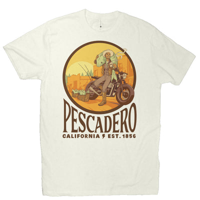 Original Pescadero CA design by NEMO on unisex heather short sleeve t-shirt