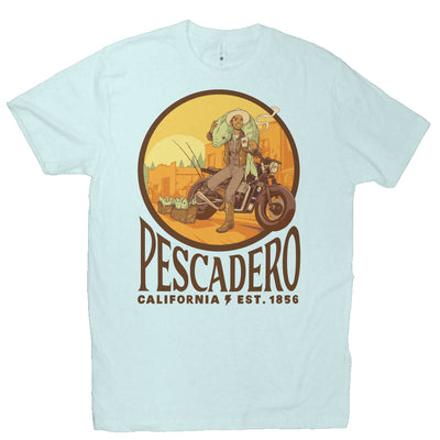 Original Pescadero CA design by NEMO on unisex heather short sleeve t-shirt