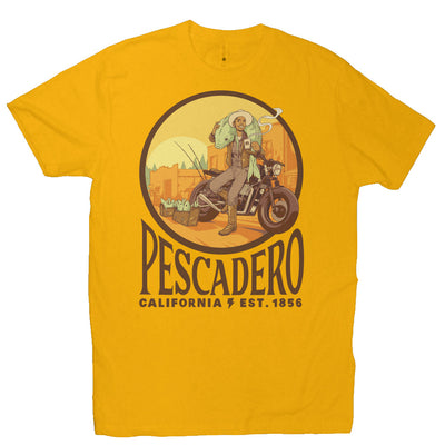 Original Pescadero CA design by NEMO on unisex heather short sleeve t-shirt