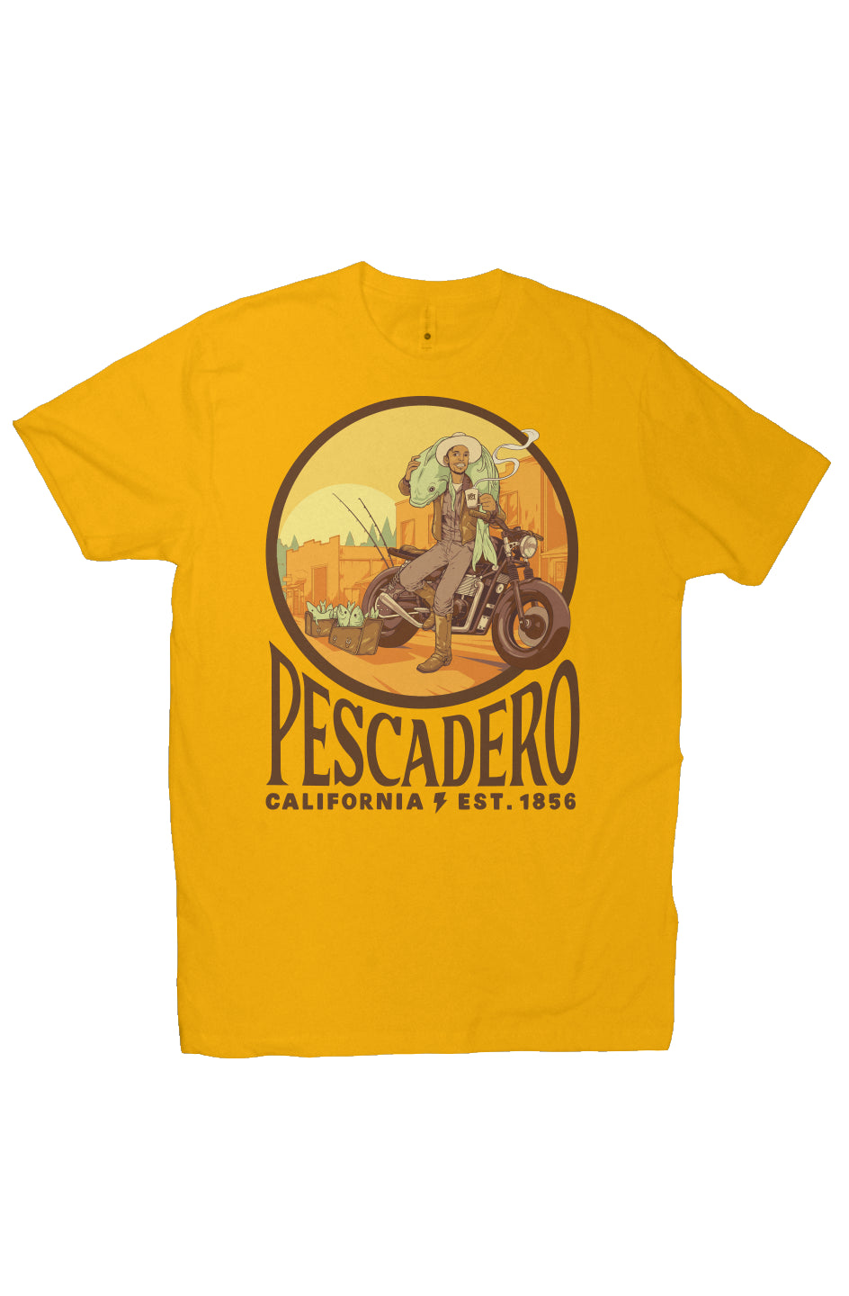 Original Pescadero CA design by NEMO on unisex heather short sleeve t-shirt