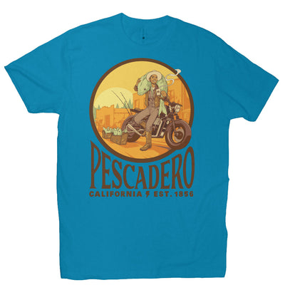 Original Pescadero CA design by NEMO on unisex heather short sleeve t-shirt