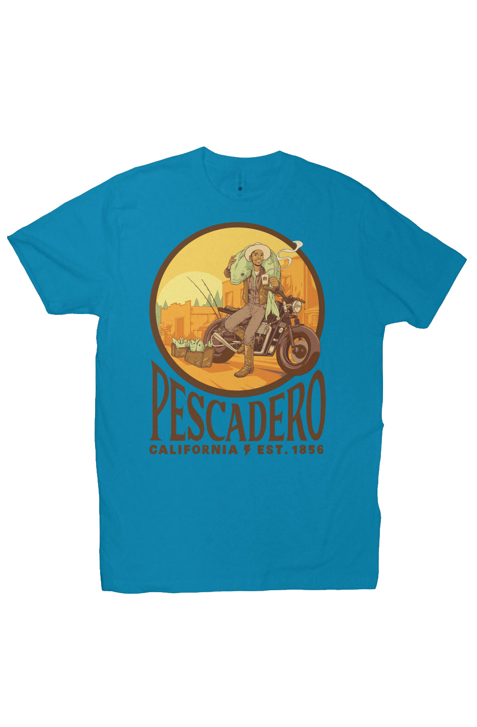 Original Pescadero CA design by NEMO on unisex heather short sleeve t-shirt