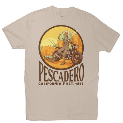 Original Pescadero CA design by NEMO on unisex heather short sleeve t-shirt