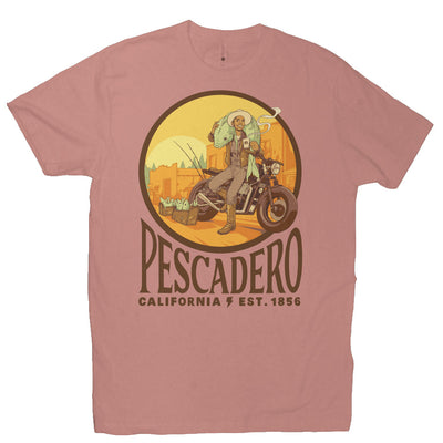 Original Pescadero CA design by NEMO on unisex heather short sleeve t-shirt