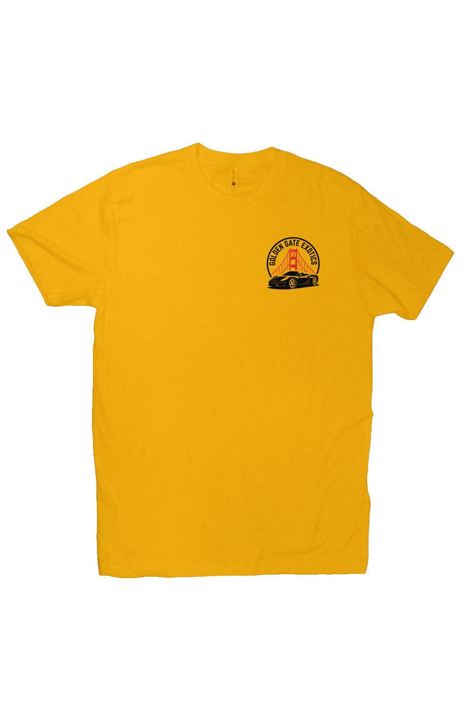 Golden Gate Exotics logo with porsche and the golden gate bridge on short sleeve t-shirt