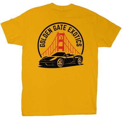 Porsche and the golden gate bridge logo, Golden Gate Exotics Short Sleeve T-Shirt 