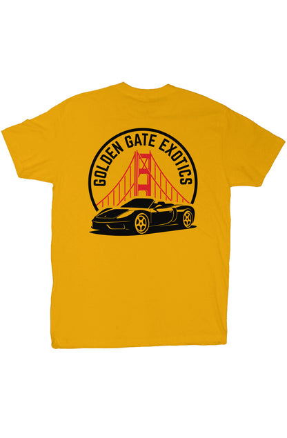 Porsche and the golden gate bridge logo, Golden Gate Exotics Short Sleeve T-Shirt 