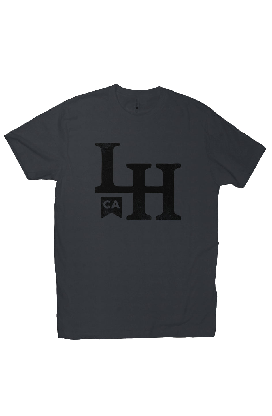 short sleeve t-shirt with La Honda CA LH monogram design on chest