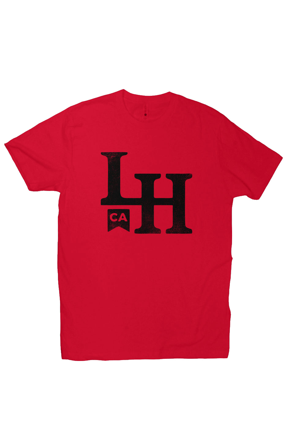 short sleeve t-shirt with La Honda CA LH monogram design on chest