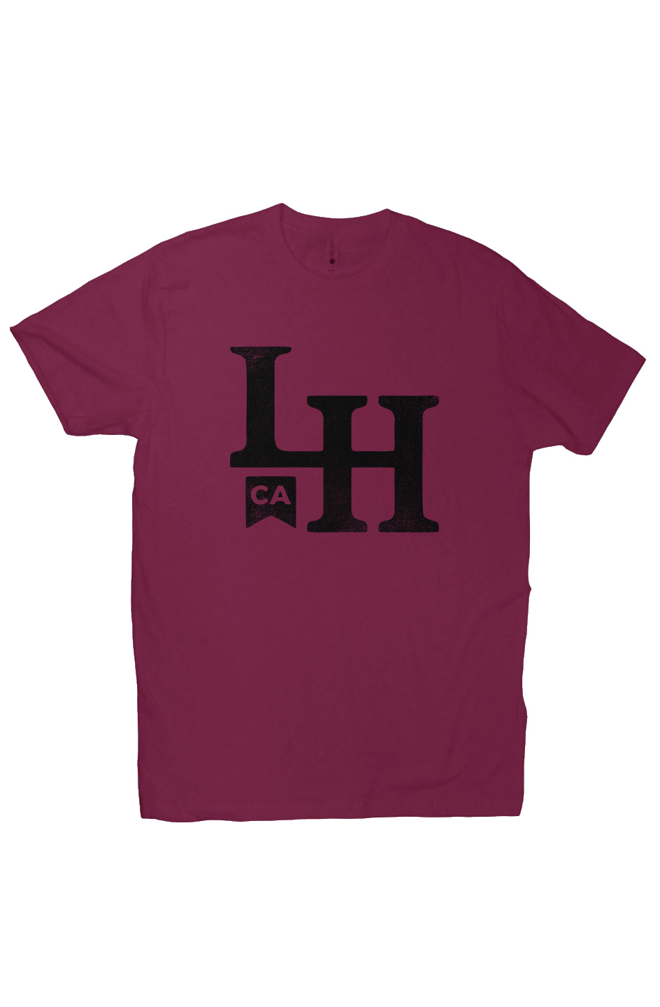 short sleeve t-shirt with La Honda CA LH monogram design on chest