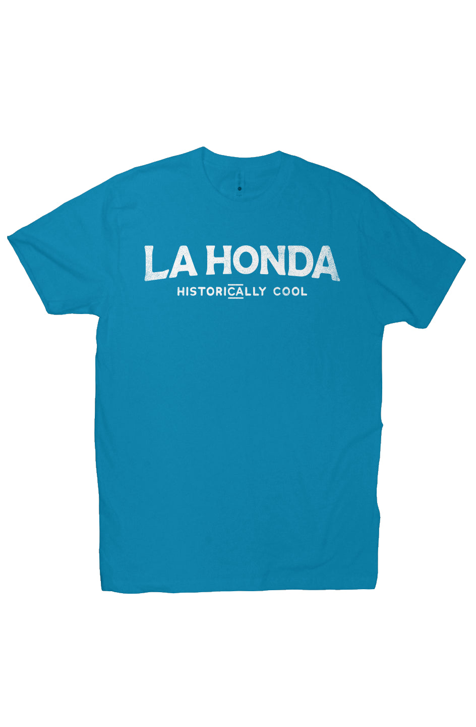 short sleeve t-shirt with La Honda Historically Cool design on chest