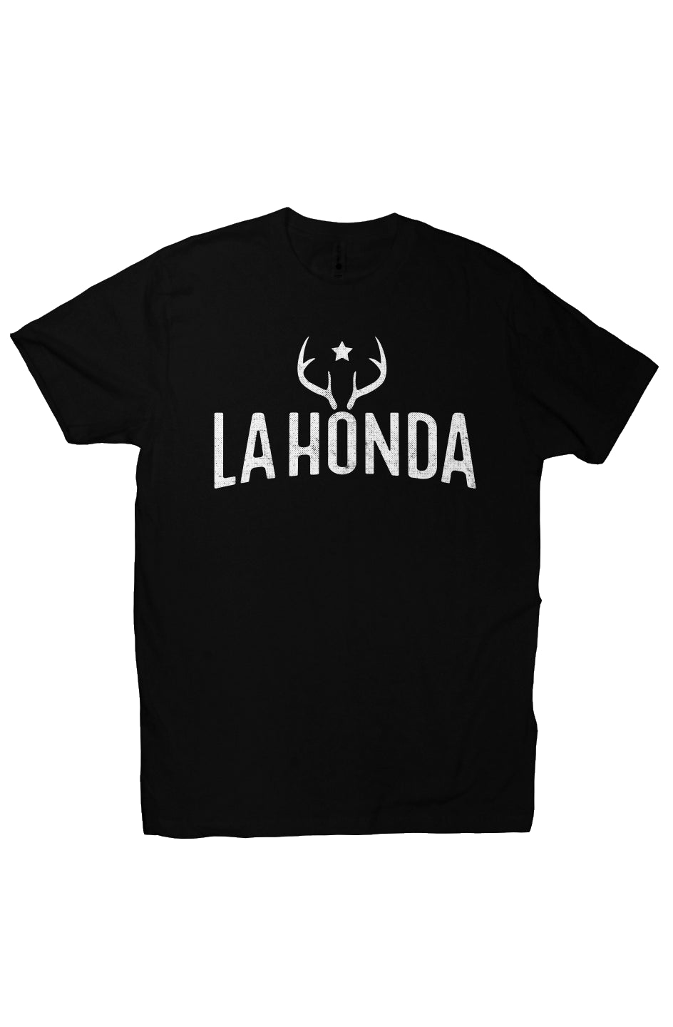 La Honda Venison design on chest of short sleeve t-shirt