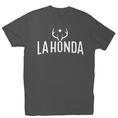 La Honda Venison design on chest of short sleeve t-shirt