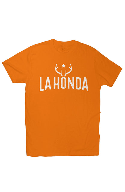 La Honda Venison design on chest of short sleeve t-shirt