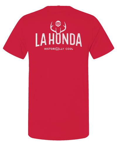 La Honda Historically Cool 650 design on back of short sleeve t-shirt