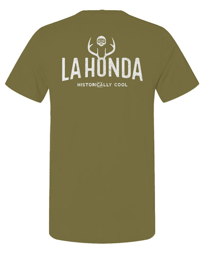 La Honda Historically Cool 650 design on back of short sleeve t-shirt