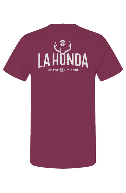 La Honda Historically Cool 650 design on back of short sleeve t-shirt