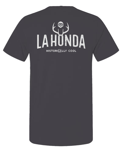 La Honda Historically Cool 650 design on back of short sleeve t-shirt