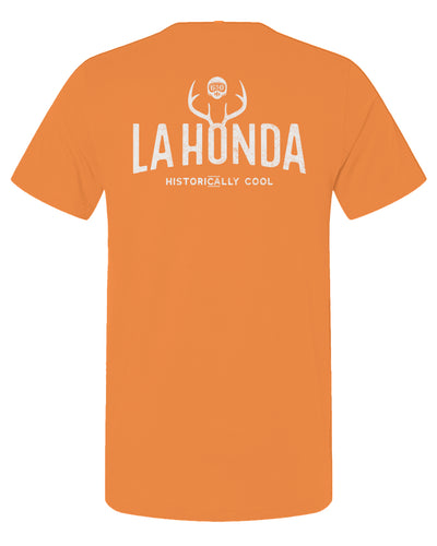 La Honda Historically Cool 650 design on back of short sleeve t-shirt