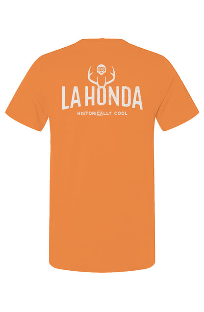 La Honda Historically Cool 650 design on back of short sleeve t-shirt