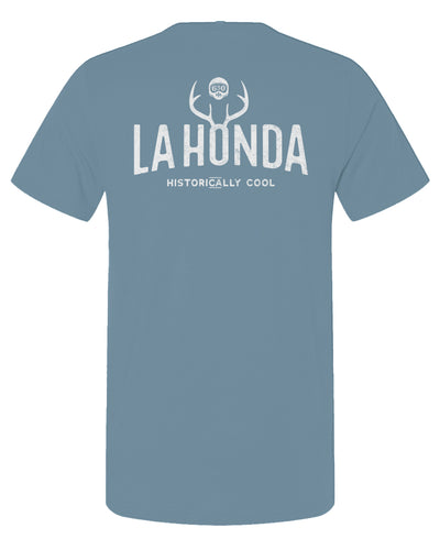 La Honda Historically Cool 650 design on back of short sleeve t-shirt