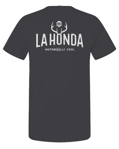 La Honda Historically Cool 650 design on back of short sleeve t-shirt